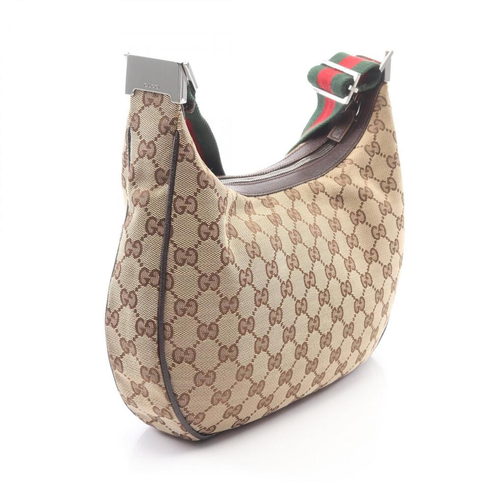 Gucci Beige Bag Leather Sherry Shoulder GG Canvas Brown Tan Brown
